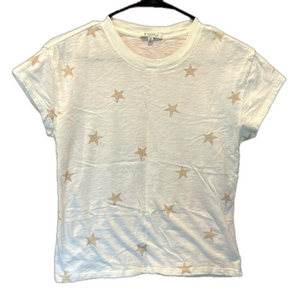 Z Supply White Crewneck T-Shirt with Cream Stars Size XS